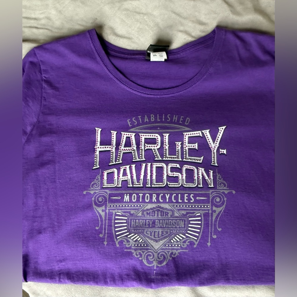 Harley-Davidson Women’s Size 2XL purple T-shirt with gray details New no tag